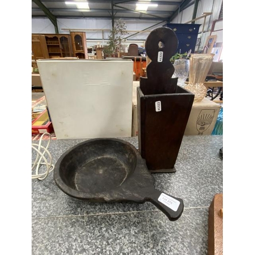 270 - Early oak ecclesiastical offering tray and candle box