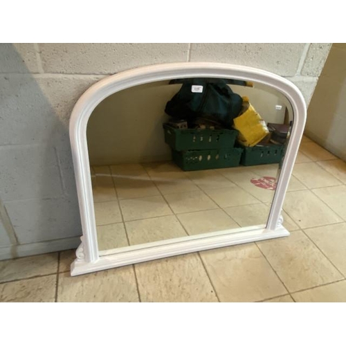 305 - White framed bevel edged over mantel mirror 92x80cm