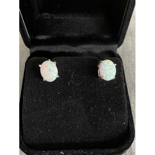 341 - Pair of silver & opal earrings