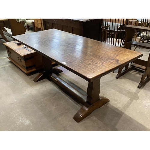 35 - Victorian oak refectory table 73H 168W 76D