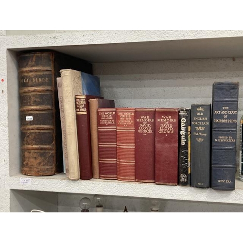 365 - Collection of vintage books including a Family Bible, The World Crisis 1911-1918 by Winston Churchil... 