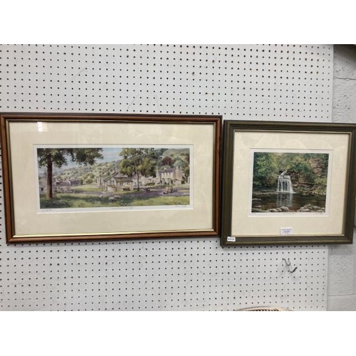 381 - 2 pencil signed prints by John Wood - West Burton Village 223/500 & West Burton Falls 8/500