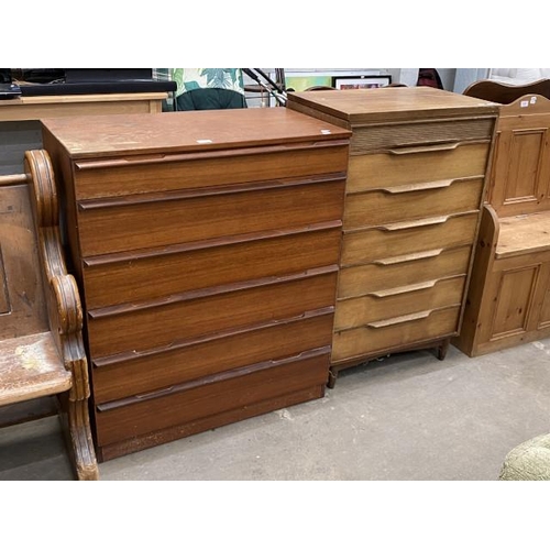 39 - Mid century teak Avalon 6 drawer chest 98H 82W 45D & a White & Newton teak 7 drawer chest 102H 61W 4... 