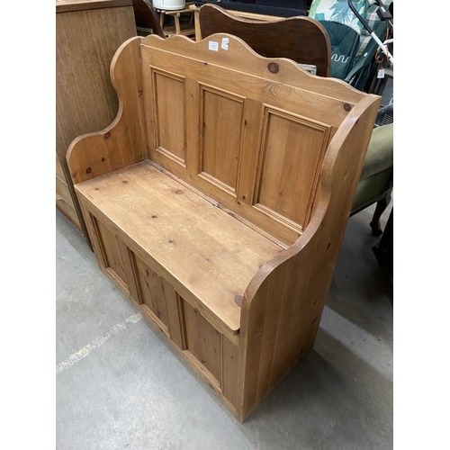 40 - Pine hall bench with storage 97H 92W 38D