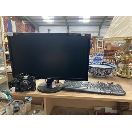 425 - Acer K242HL LCD monitor and keyboard and a Chinon CE-5 camera