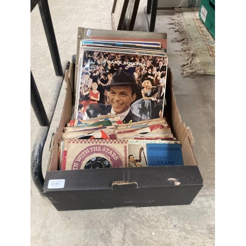 481 - Box of LP's and 45's including Frank Sinatra, Ella Fitzgerald, The Ink Spots, Cliff Richard, Jim Ree... 