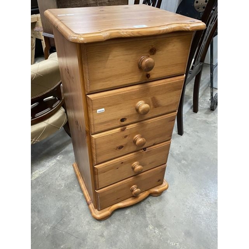 51 - Pine 5 drawer chest 90H 45W 39D