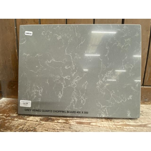 58 - Grey veined quartz chopping board 400 x 300mm