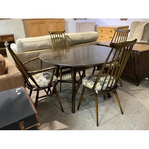 69 - Ercol 331 'Old Colonial' elm drop leaf table with 3x 369 'Goldsmith' Windsor chairs and 1x 369A 'Gol... 