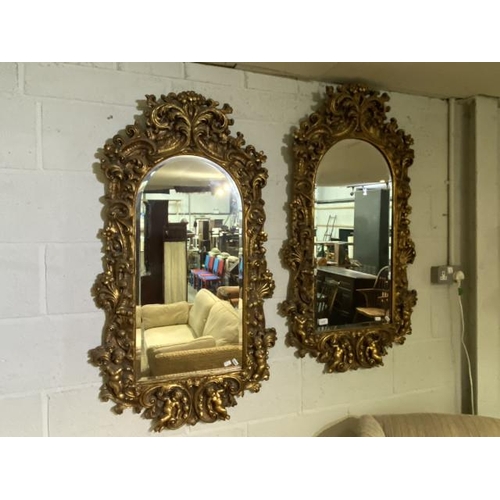 78 - 2 gilt Baroque style mirrors 118 x 64cm