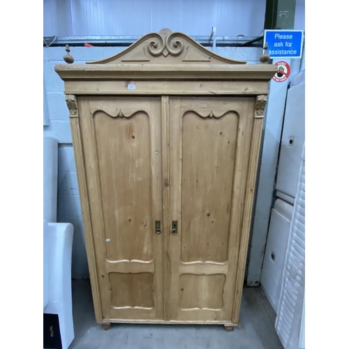 93 - Victorian 2 door wardrobe with shelves and hooks to the interior 208H 115W 49D