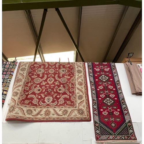 196 - Bhadohi carpet 240 x 170cm  and a red ground Persian runner 280 x 72cm