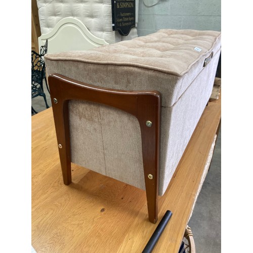 149 - Mid century blanket box with teak legs 41H 93W 36D