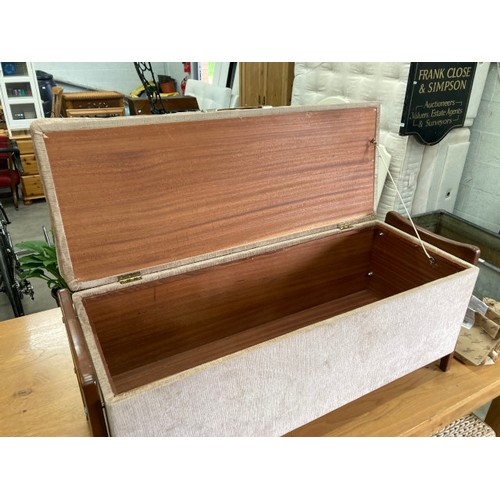 149 - Mid century blanket box with teak legs 41H 93W 36D