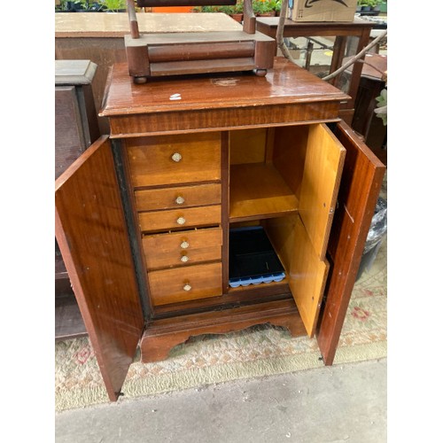 169 - Mahogany collectors cabinet 89H 60W 47D, oak Larkin bureau 95H 61W 23D, mahogany dressing table 161H... 