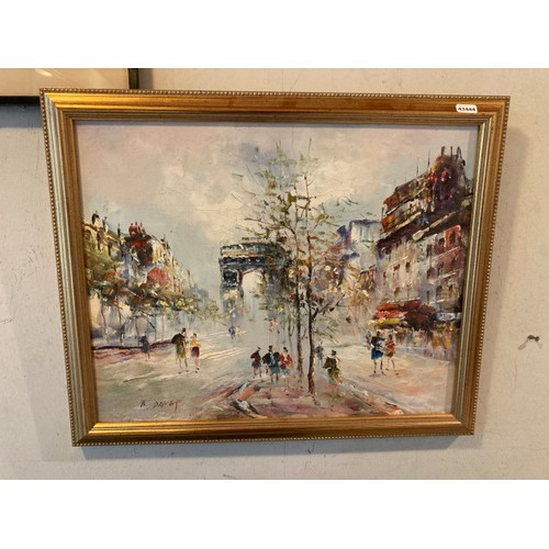 303 - 2 oils on canvas of Parisian street scenes signed to bottom left R Davey (Randall Davey) 47H 57W