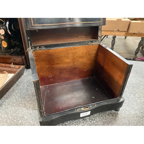 285 - 19th century liquor cabinet in blackened wood with brass and mother of pearl inlay 27H 33W 25D