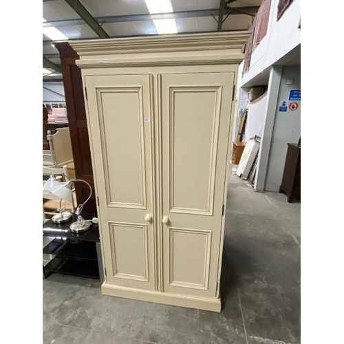 105 - Painted pine 2 door wardrobe 195H 102W 59D