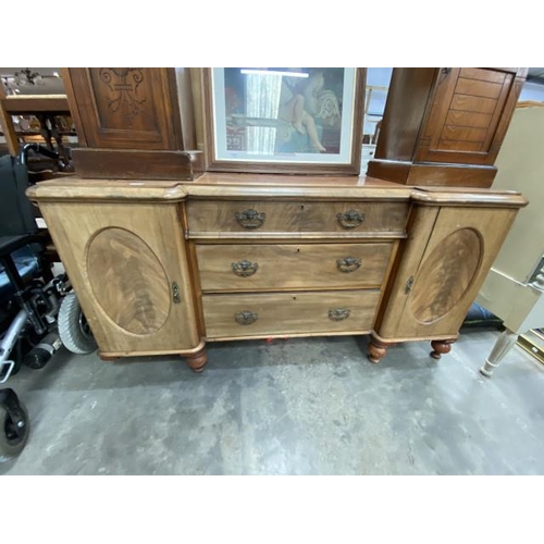 135 - Victorian walnut sideboard 88H 178W 56D (as found)