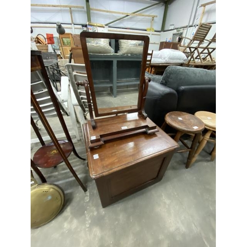 143 - Victorian mahogany commode 48H 60W 50D and a Victorian mahogany dressing table mirror 58H 50W 24D