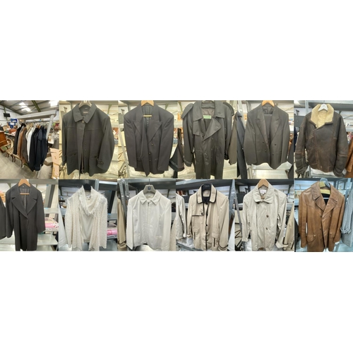 185 - Rail of mixed clothing, 12 items. 7 ladies items including a Joseph Ribkoff size 16 cream cardigan a... 