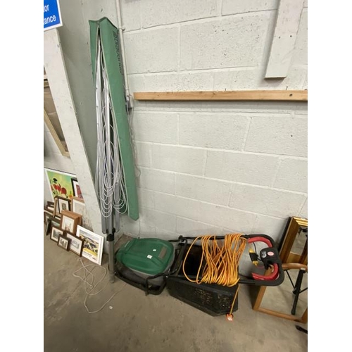 2 - Qualcast electric lawnmower and a Brabantia clothes line