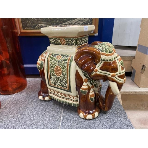 222 - Elephant pottery seat/ plant stand 43H