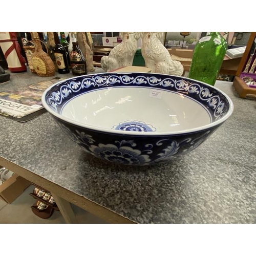 247 - Pier 1 blue and white ceramic fruit bowl