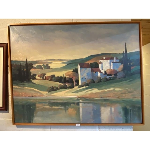 277 - Framed Lay Slette landscape in Tuscany oleograph 122x94cm