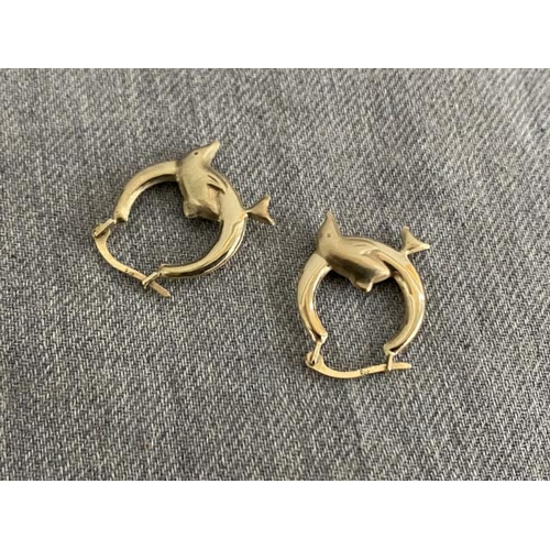 317 - 9ct Gold Hoop Dolphin earrings.