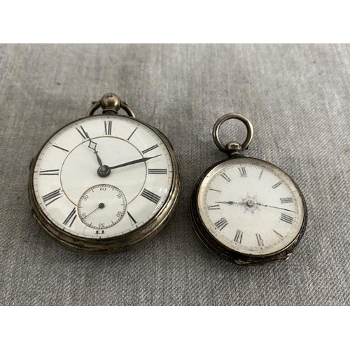 332 - Silver cased pocket watch & silver cased fob watch