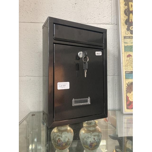 337 - Wall mounted metal mail box with key 22W 32H 8D