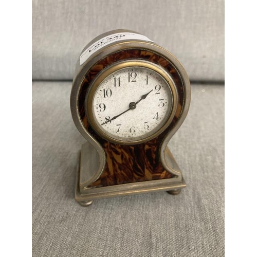 340 - 19th century balloon travel clock decorated with faux tortoise shell