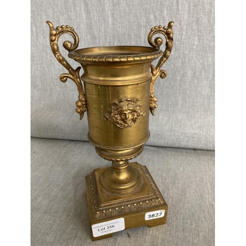 356 - Antique gilded two handled urn on stand