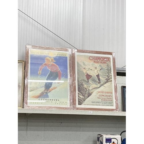 359 - 2 framed French skiing 