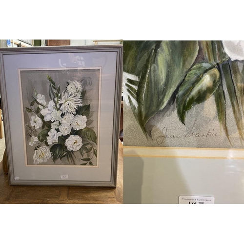 38 - Framed floral watercolour, signed Jean Starkie (20th century) 71 x 58cm