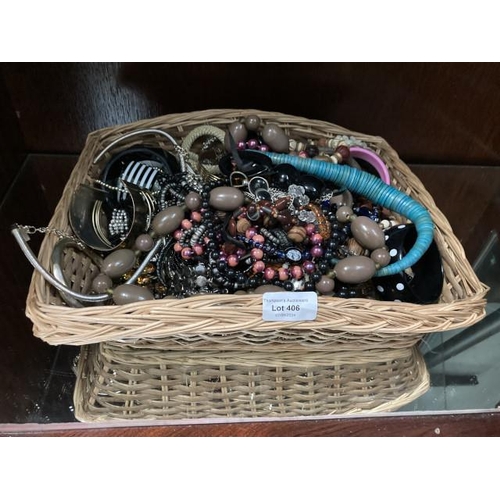 406 - Basket of jewellery