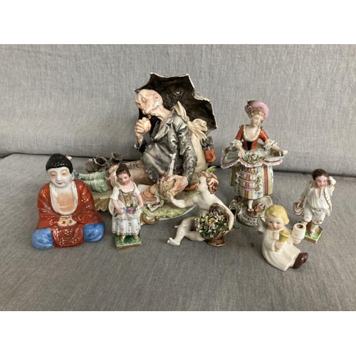 427 - 7 figurines inc. Capodimonte, Chinese, continental etc. (some as seen)