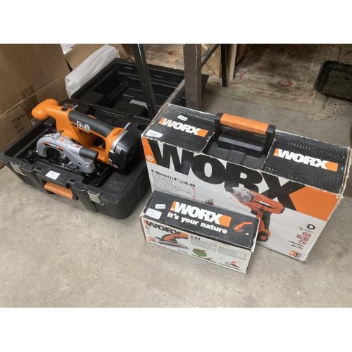 509 - Boxed Workx 6.35mm cordless impact driver, boxed Workx 3.6v WG800E.1 cordless shrub/edging shear, ca... 