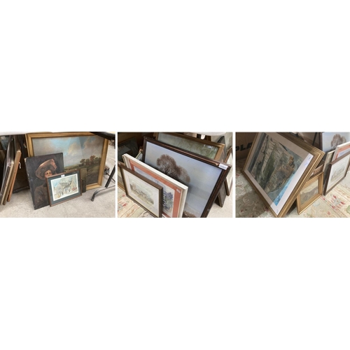 513 - Collection of framed and unframed pictures including oils on canvass, signed water colour of The Old... 