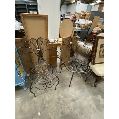52 - Pair of metal garden chairs (new) 70W