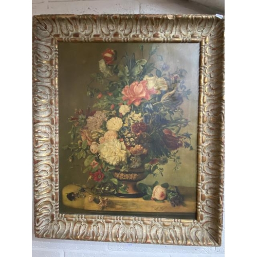 73 - Gilt framed still life print on canvas after Anton Weiss 73 x 87cm