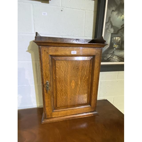 74 - Victorian oak wall mounted cupboard with shelves and 2 drawers to the interior 70H 52W 22D