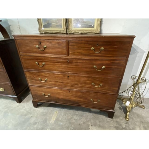 81 - Georgian mahogany chest of drawers with brass handles 108H 121W 53D