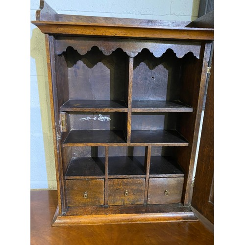 74 - Victorian oak wall mounted cupboard with shelves and 2 drawers to the interior 70H 52W 22D