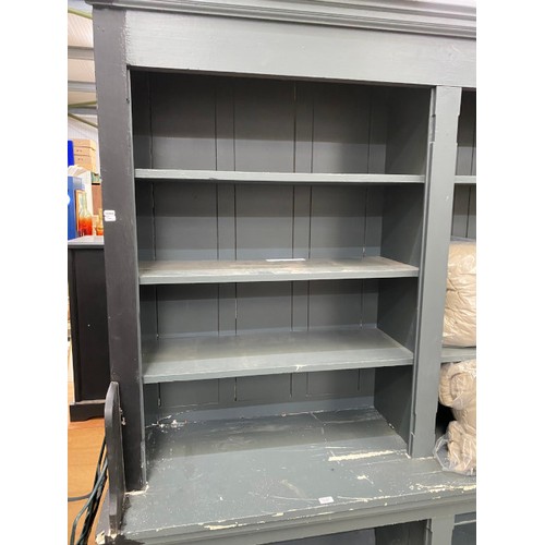 150 - Grey painted Victorian style library bookcase (in 2 sections) 225H 280W 53D - please arrange your ow... 