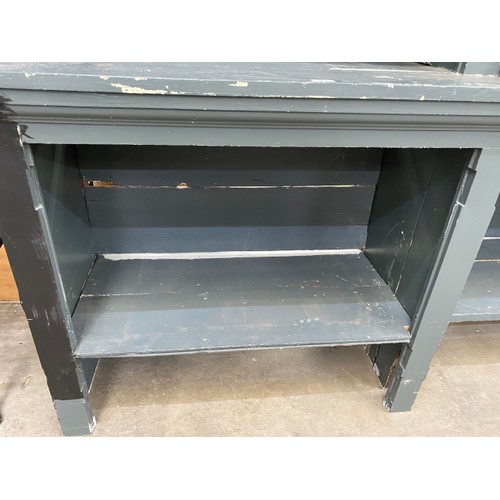 150 - Grey painted Victorian style library bookcase (in 2 sections) 225H 280W 53D - please arrange your ow... 