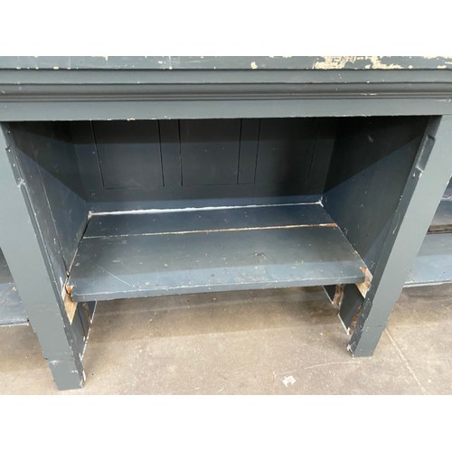 150 - Grey painted Victorian style library bookcase (in 2 sections) 225H 280W 53D - please arrange your ow... 