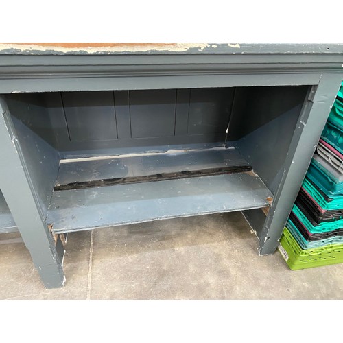 150 - Grey painted Victorian style library bookcase (in 2 sections) 225H 280W 53D - please arrange your ow... 