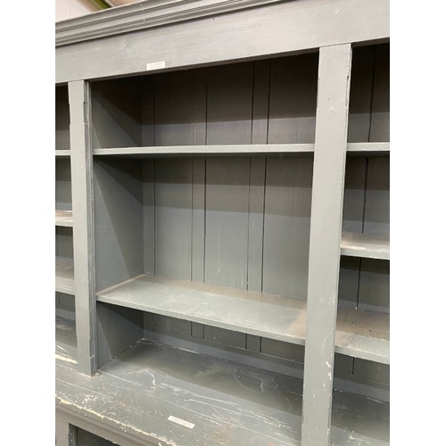 150 - Grey painted Victorian style library bookcase (in 2 sections) 225H 280W 53D - please arrange your ow... 